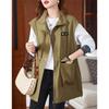 Gilet Donna Coreano Collo Alto Giacca Senza Maniche Primavera Estate Ampio Cappotto con Cerniera Moda Taglia Grande Gilet Ampio in Vita Femminile 4XL