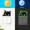 Luminous Light Switch Decals, Glow in The Dark Cute Cat Switch Sticker, Cartoon Animal PVC Wall Art Mural for for Bedroom Living Room