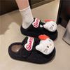 Cartoon niedliche Kai Katze flauschige Hausschuhe Damen 2025 Herbst und Winter neu dicksohlige rutschfeste Hausschuhe mit Zehenkappe aus Baumwolle