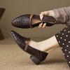 Woven shallow mouth single shoes soft leather soft sole grandma shoes autumn new Doudou shoes simple small leather shoes