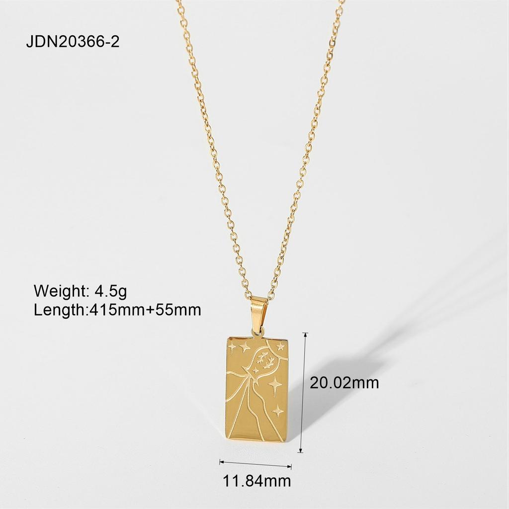 2026 Newest 18K Gold Stainless Steel Pendant Necklace Fashionable Waterproof Hypoallergenic Geometric Design Unisex for Wedding