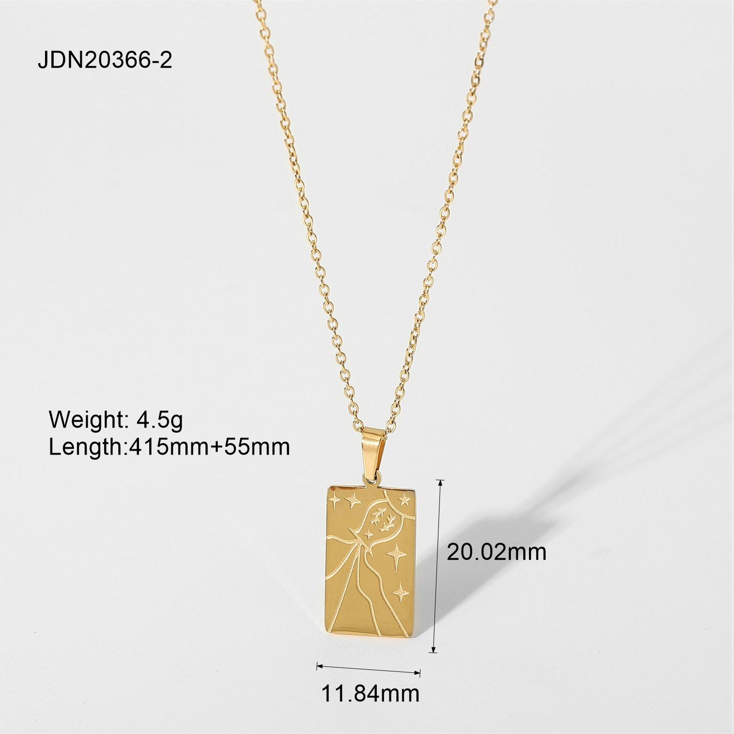 New 18k gold-plated stainless steel necklace fashion personalized necklace square tarot seal pendant necklace jewelry
