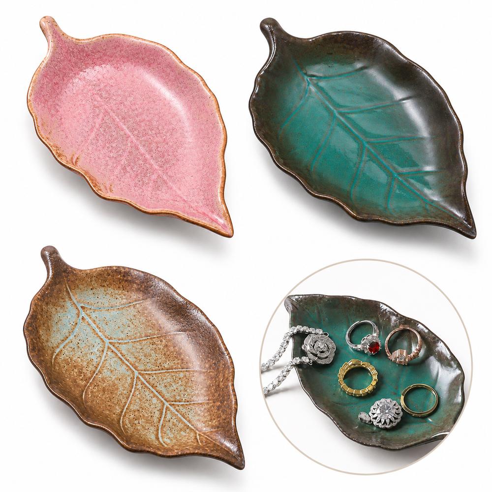Embossed Leaf Veins Jewelry Dish Maple Leaf Shape Ring Dish Gifts Maple Leaf Dish Vanity Decor
