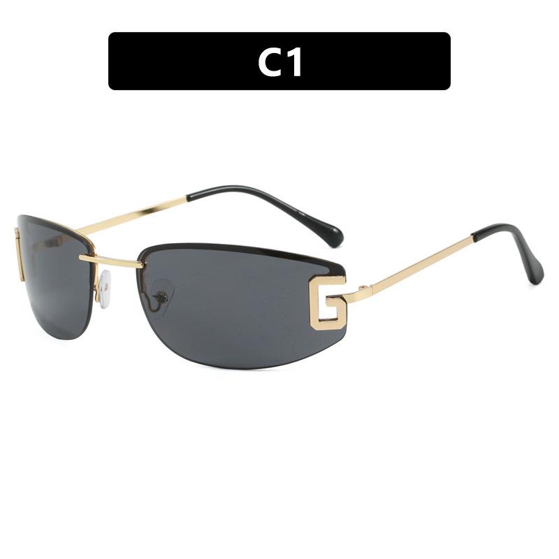 G frameless trimmed oval sunglasses European and American metal retro personality high-end sunglasses trendy fashion sunglasses as pictured