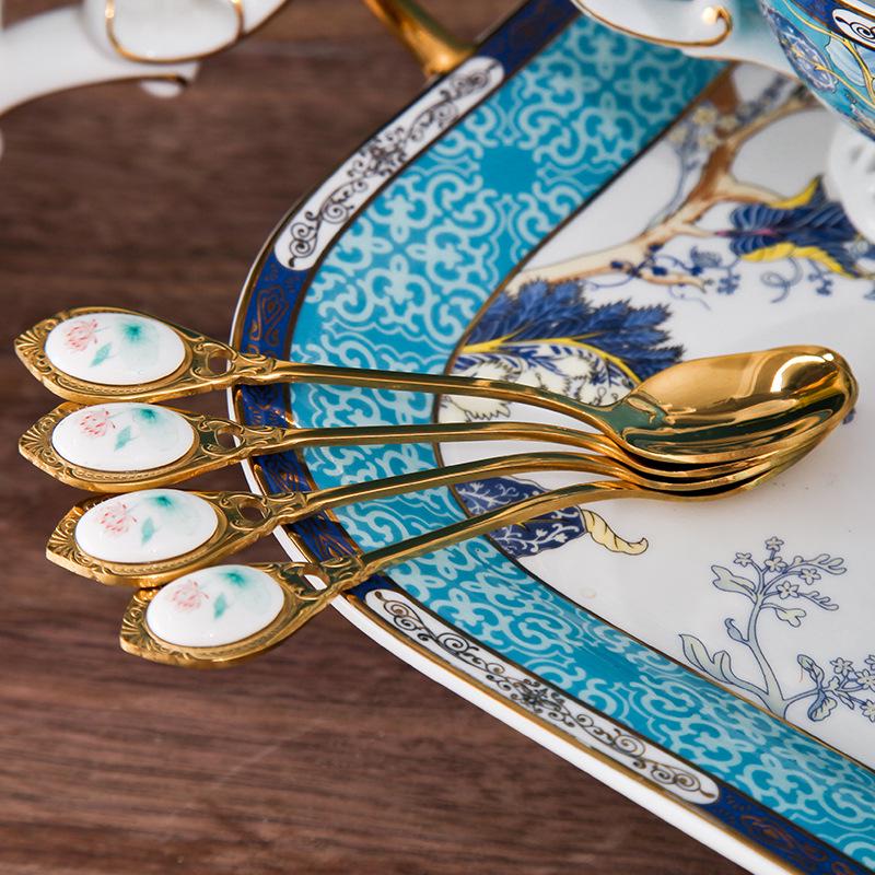 Luxury European Gold Spoon and Fork Set for Tea, Coffee, and Desserts
