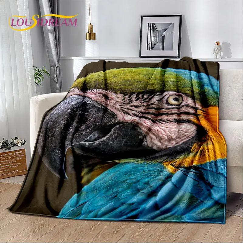 Macaws Colorful Birds Parrot Soft Plush Blanket,Flannel Blanket Throw Blanket for Living Room Bedroom Bed Sofa Picnic Cover Kids