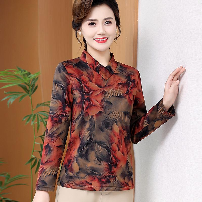 Mom's Elegant Spring Long-Sleeve Slimming Top for Women