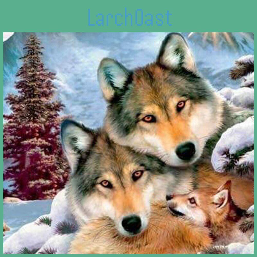 Diamond Wolf Stitch Painting Cross Diamond Embroidery Scenery Needlework Patterns Round Rhinestone