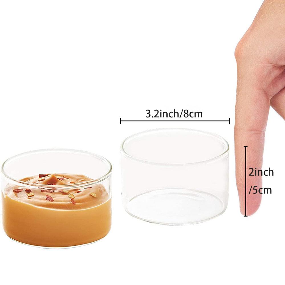 Small Glass Bowl for Dessert,Mini Ramekins for Baking,Lightweight Borosilicate Glass,Clear Glass Bowls for Serving Dips Sauce