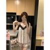 Ice and Snow Ribbon Chest Pad Pajamas Women's Summer Suspenders Shorts Lace Bow Lace Sexy Loungewear Set