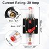 uxcell Car Circuit Breaker with Manual Reset Inline Fuse Holder Protection DC - 48V 20A Black Red 1 Set