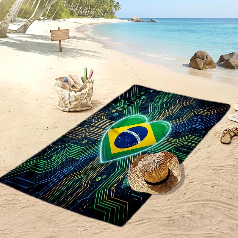 Asciugamano da Spiaggia con Stampa Calcio Brasiliano Asciugatura Rapida Super Assorbente Morbido Asciugamano da Bagno per Nuoto Spiaggia Viaggio Souvenir Regalo