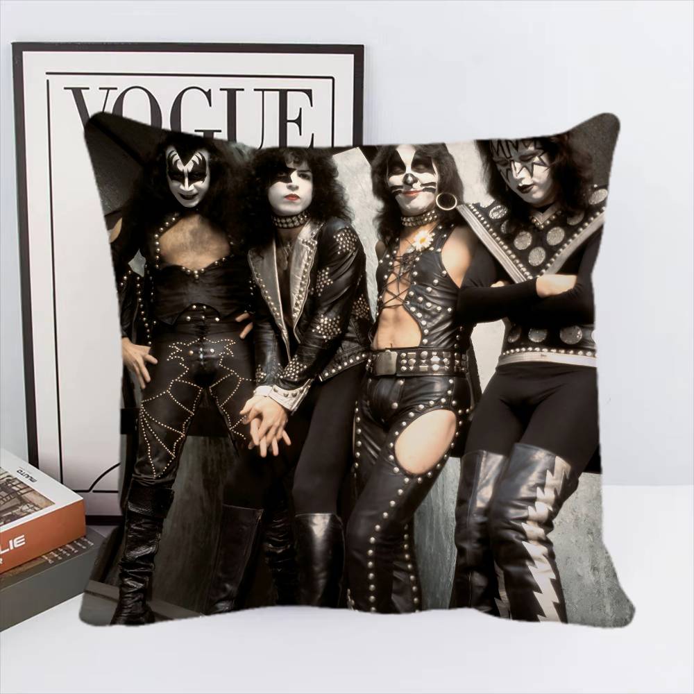 

Rock Band KISS Pillow Case Square Pillow Bedroom Sofa Leisure Comfort Cushion Car Living Room Home Decoration 16x16Inch
