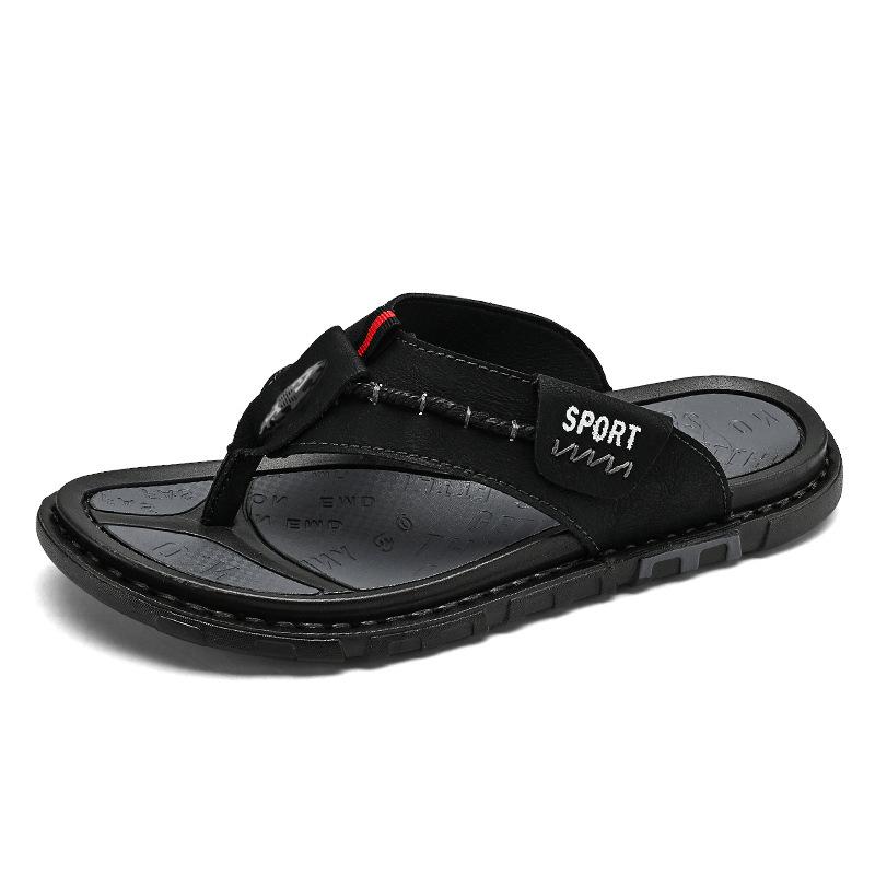 2025 summer set of toe flip-flops fashionable and versatile large size outdoor beach shoes breathable and quick-drying casual men's shoes non-slip