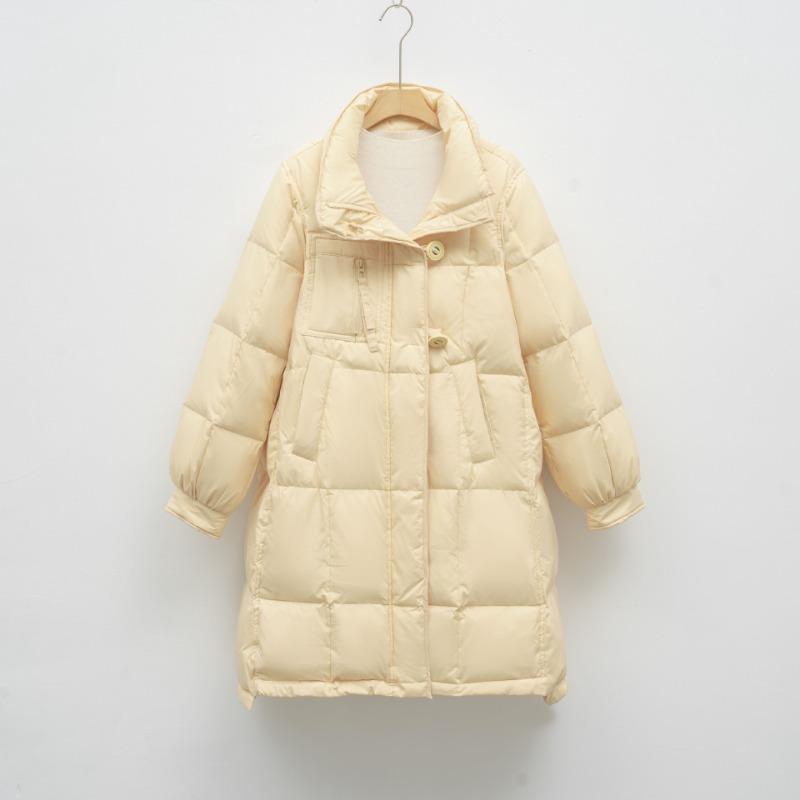 White Duck Down Solid Color Hooded Down Jacket Women's Loose New Winter Long Thickened Coat Tide