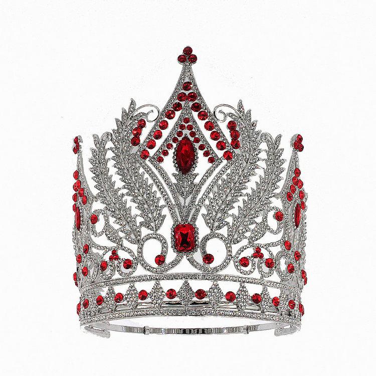 Qushine New Big Tall Crown Miss World Tall Tiara Blue Beauty Large Pageant Queen Crowns