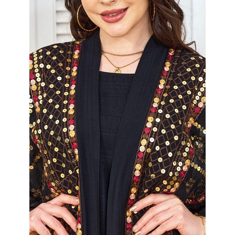 Middle East New Sequin Cardigan Base Dress Zhai Festival Party Evening dress Dubai Arab Set Suit