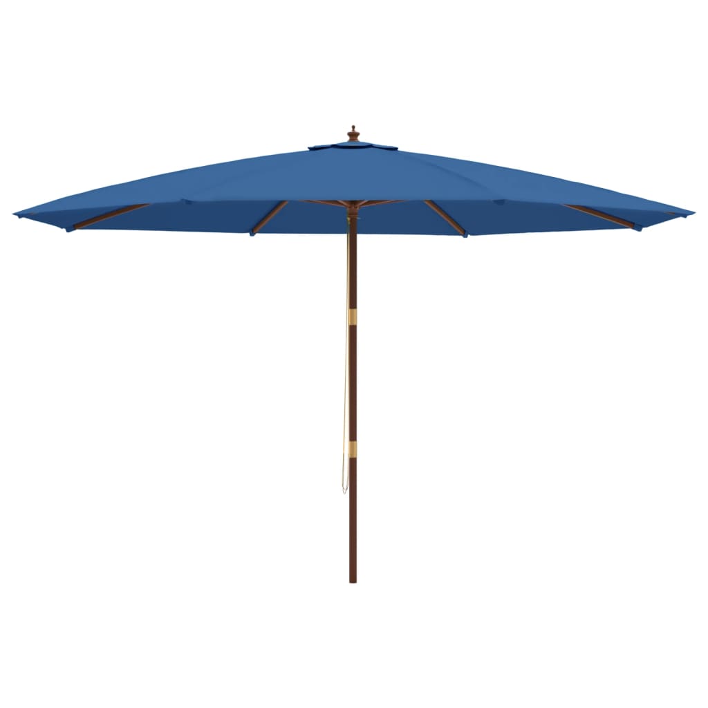 Azur Blue Sun Umbrella with Wooden Pole 400 X 273 Cm