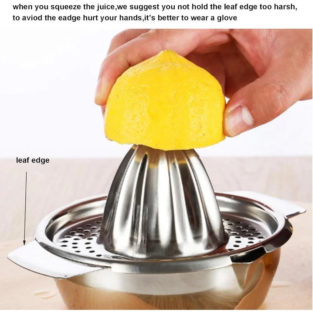 1Pcs Stainless Steel Citrus Squeezer Orange Lemon Juicer Lime Fruit Hand Squeezer with Bowl Storage Container Kitchen Tools