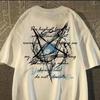ZX American Trendy Casual Fivepointed Star Tornado Print Shortsleeved Tshirt for Men and Women Summer Teenagers