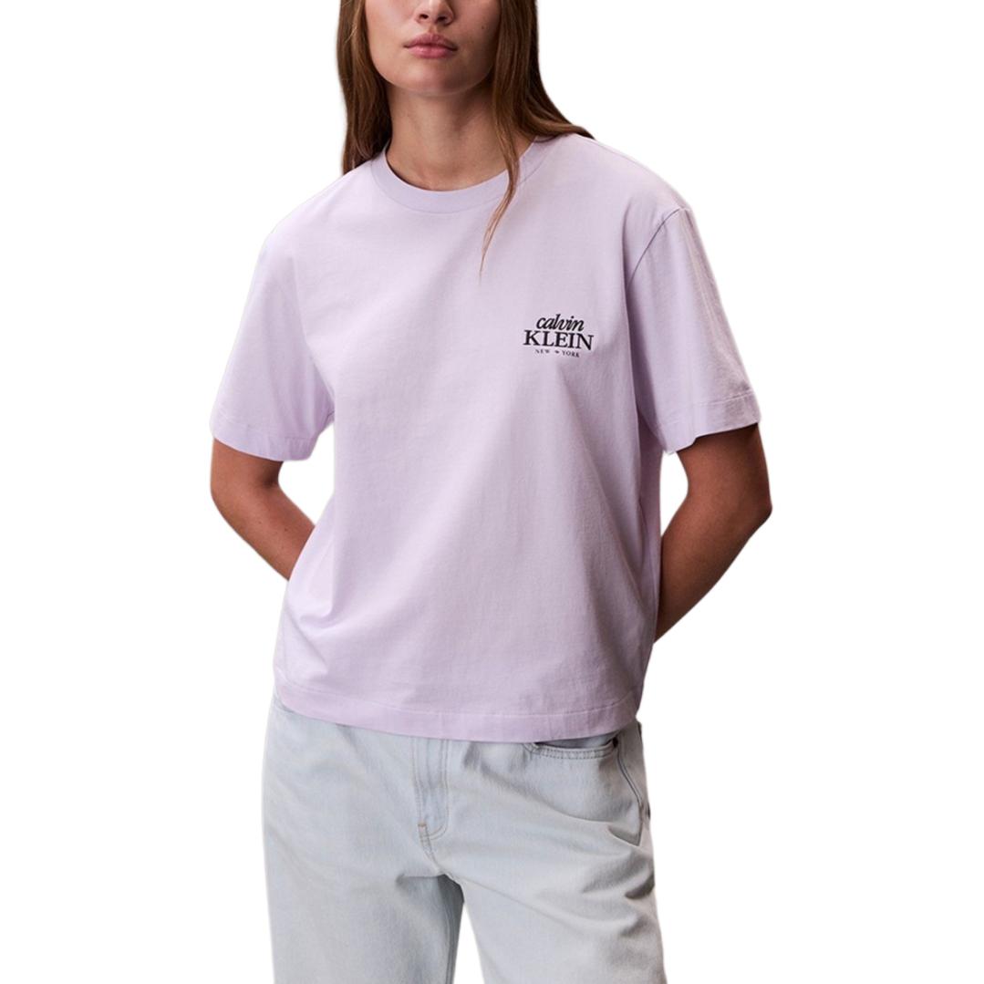 

Calvin Klein Logo Pullover Round Neck Loose Short Sleeve T-Shirt Women tops 47F801G-3OQ M