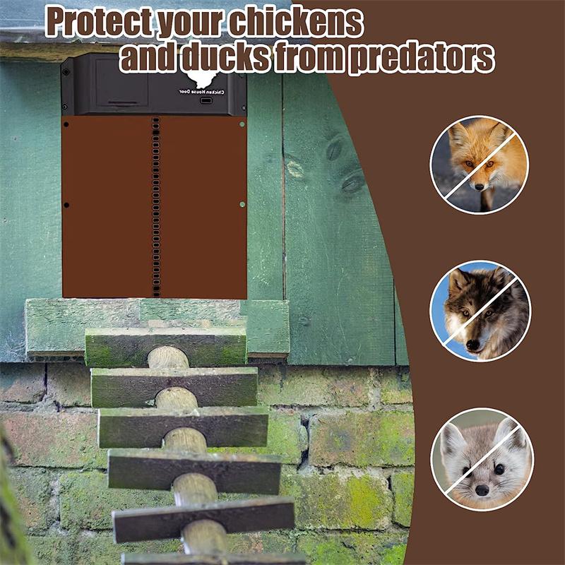 Automatic Chicken Coop Door Opener ABS Light Sensor Waterproof Battery Powered Poultry Coop Safety Automatic Open Close Pet Door System