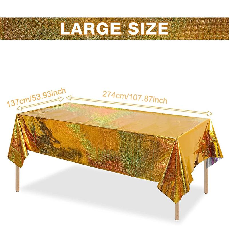 137x274cm Glitter Aluminum Foil Tablecloth Wedding Birthday Party Decorations Baby Shower Rectangular Waterproof Tablecloth