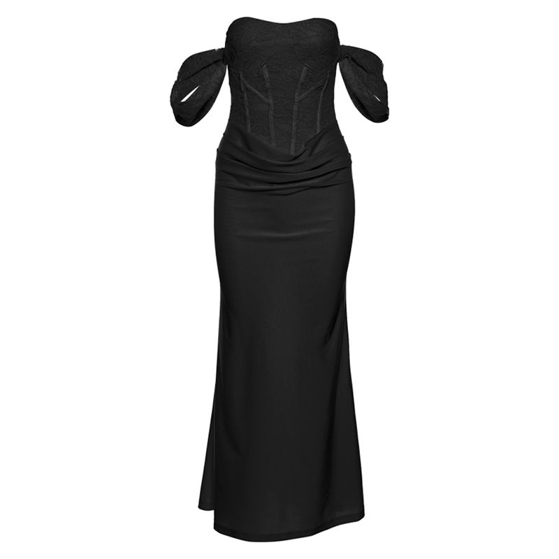 

# Sisjuly# Pure Desire Style Sexy Sexy off-the-Shoulder Noble Socialite Fancy Elegance Silm Dress Female Black M