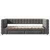 Cama de día, Cama de día, 90 x 200 cm, Sofá cama con respaldo cuadrado, Cama extraíble (Extensible a 180 Tamaño Queen), 2 Cajones, sin Colchón, Gris