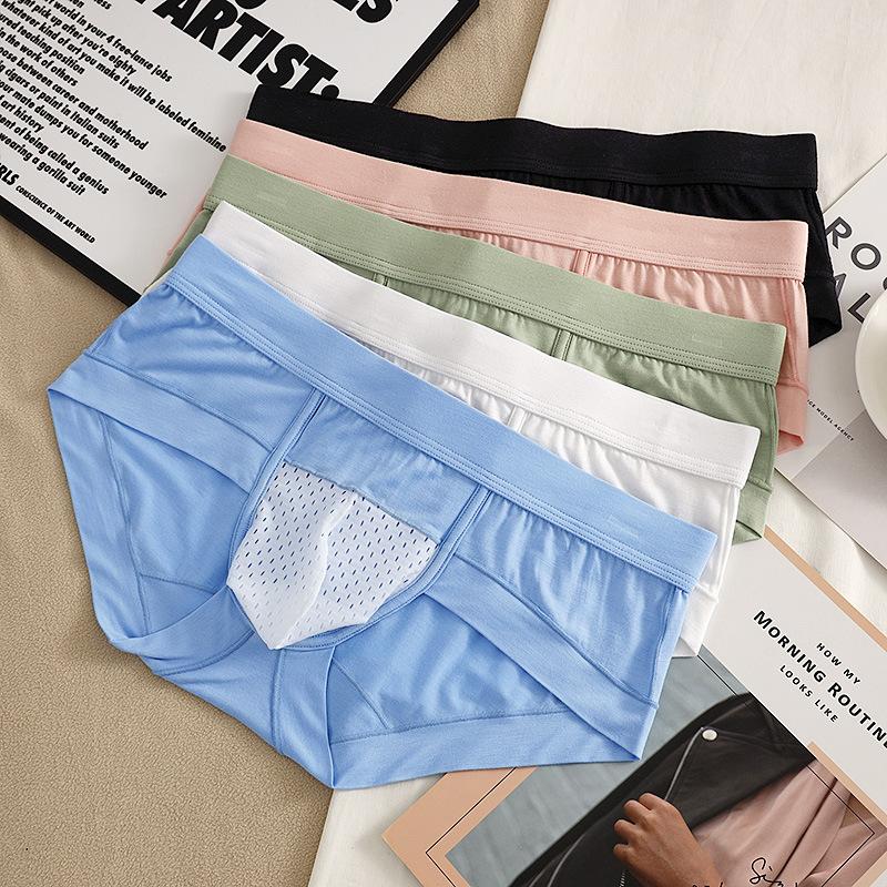 Men's Spring and Summer Sexy U Convex Pocket Breathable Mesh Briefs