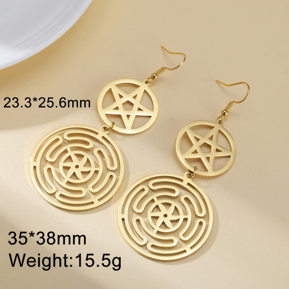 Dawapara Wheel of Hecate Pentagram Earrings Sigil of Lilith Moon Goddess Pentacle Symbol Stainless Steel Earrings Wiccan Jewelry