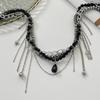 X6HE Sweet Cool Heart Star Moon Tassels Pendant Necklace For Women Fashion Jewelry Collarbone Length Imitation Pearls