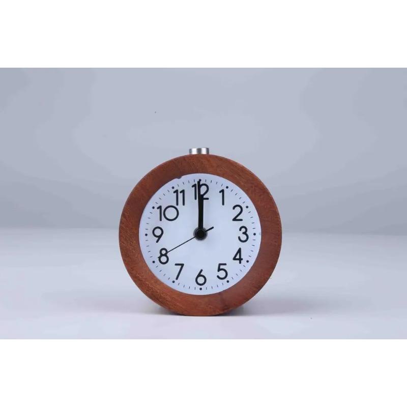 Wooden Clock Snooze Bedside Kids Alarm Circular Needle Backlight Desktop Clock Silent Wood No Ticking