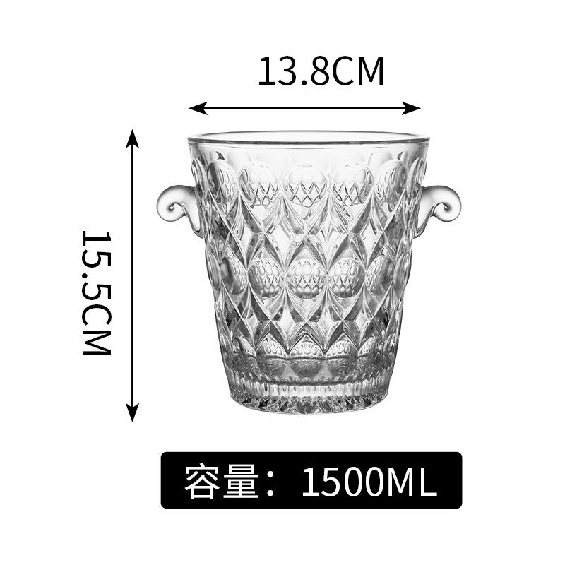 Large Capacity Glass Ice Bucket, Creative Red Wine and Beer Insulated Bucket, Household European Style Chilled Champagne Bucket