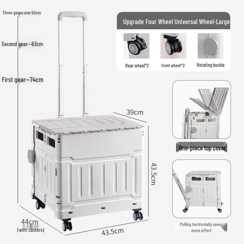 Portable Stair-Climbing Trolley: Folding Cart for Groceries, Camping, and Outdoor Use
