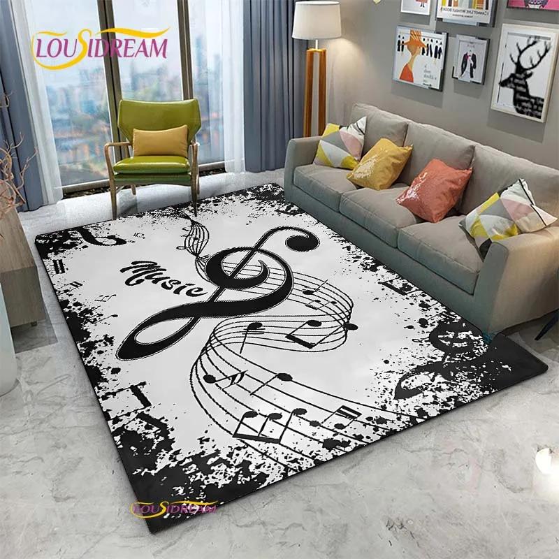 Alfombra de Vinilo con Notas Musicales Negras Vintage para Decoración de Sala de Estar Dormitorio Alfombras de Área Cocina Felpudos Antideslizantes Alfombra Regalo de Cumpleaños
