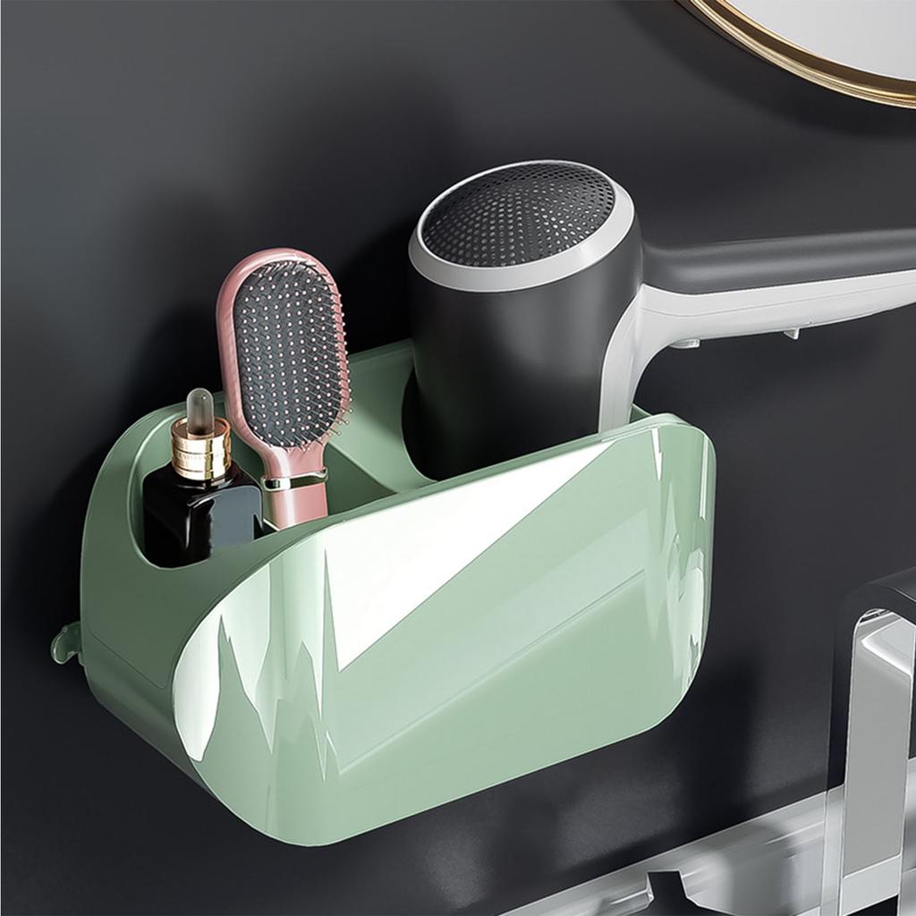 Wall Mounted Hair Dryer Holder Compartment Design Detachable Hair Dryer Hanger Storage Rack for