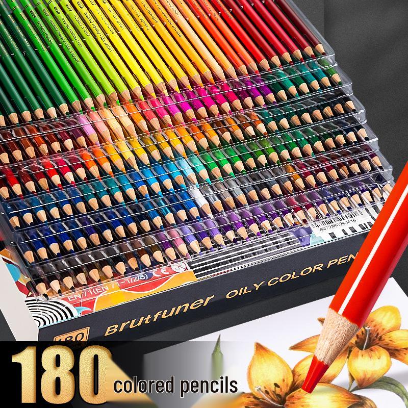Krasner Oil-Based Water-Soluble Colored Pencils Set - 72/120/180 Colors for Student Art Drawing.