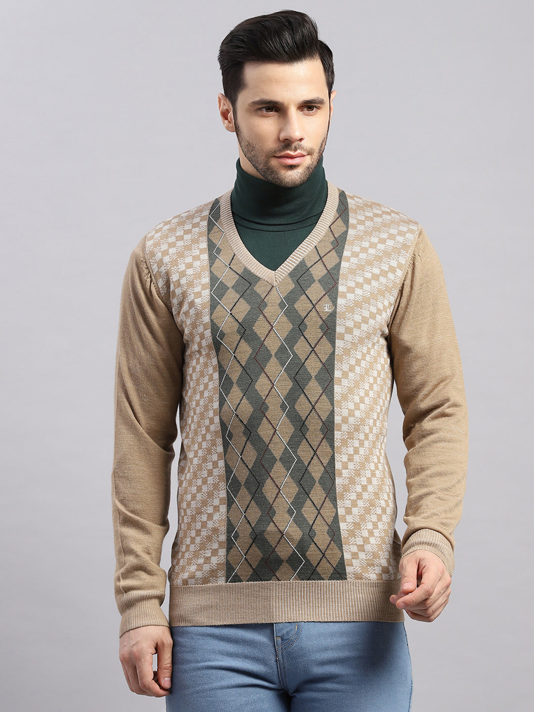 MONTE CARLO Heren Regular Fit Zelf Ontworpen Pullover XXL kameelbruine kleur