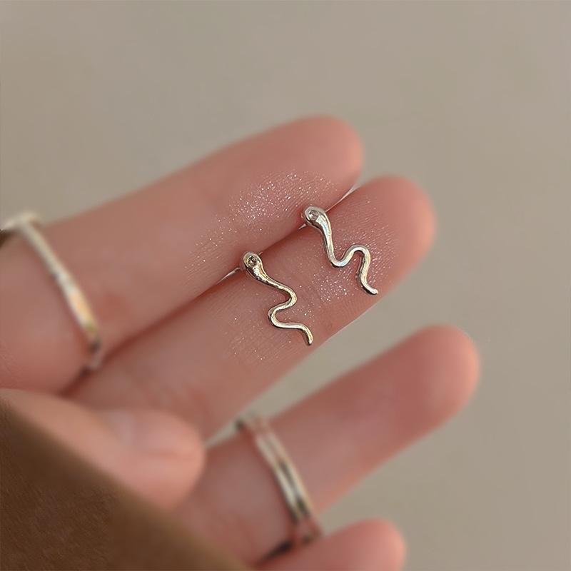 S925 Silver Stud Earrings Women's Ear Hole Earrings Niche Design Earbone Studs High-end Earrings