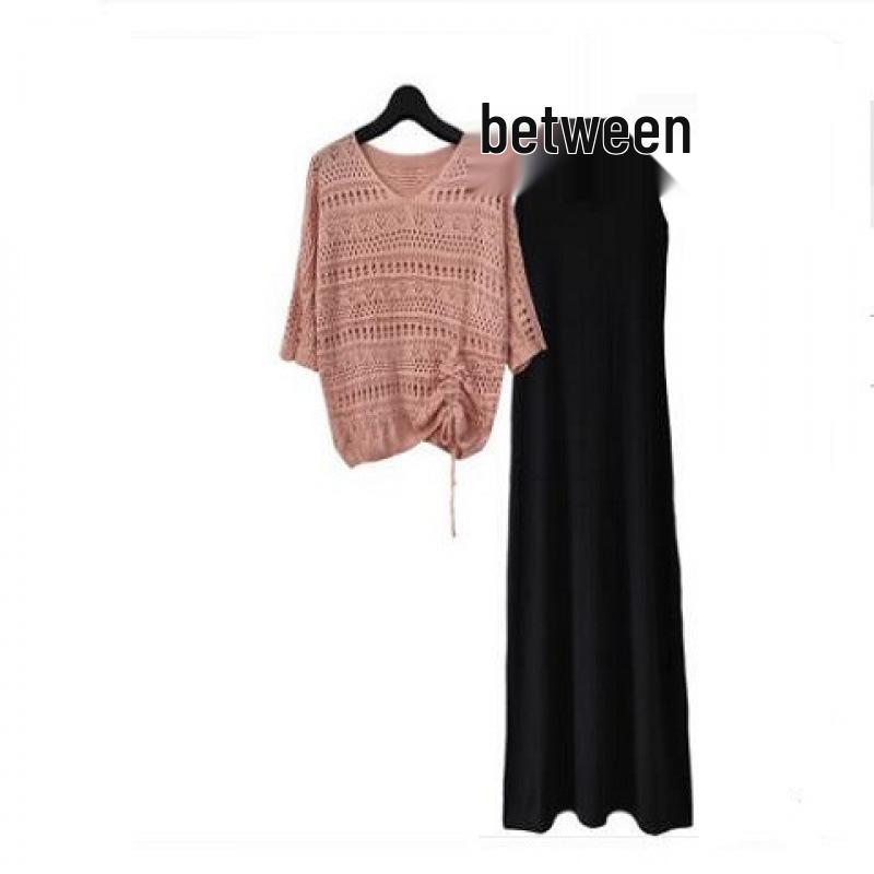 Women's Knitwear Cover-up Batwing Dress & Skirt Set for Spring/Summer