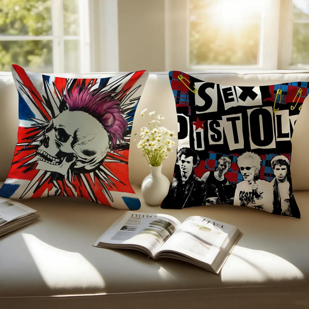 Punk Britische Rockband SSex PPistols Kissenbezug Kissenhülle Milbenschutz Unsichtbarer Reißverschluss Kurzer Plüsch Sofakissen