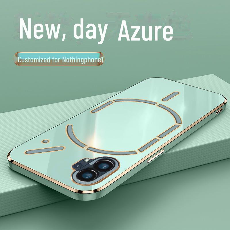 Elektropokovený silikonový kryt proti pádu pro Nothing Phone1 s rovnými hranami a kruhovým stojánkem