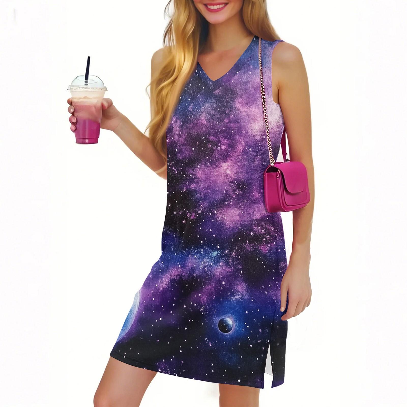 

Жіноча повсякденна мода сексуальна сукня з V-подібним вирізом та безрукавкою, квітковим розрізом та подолом XL жовтий