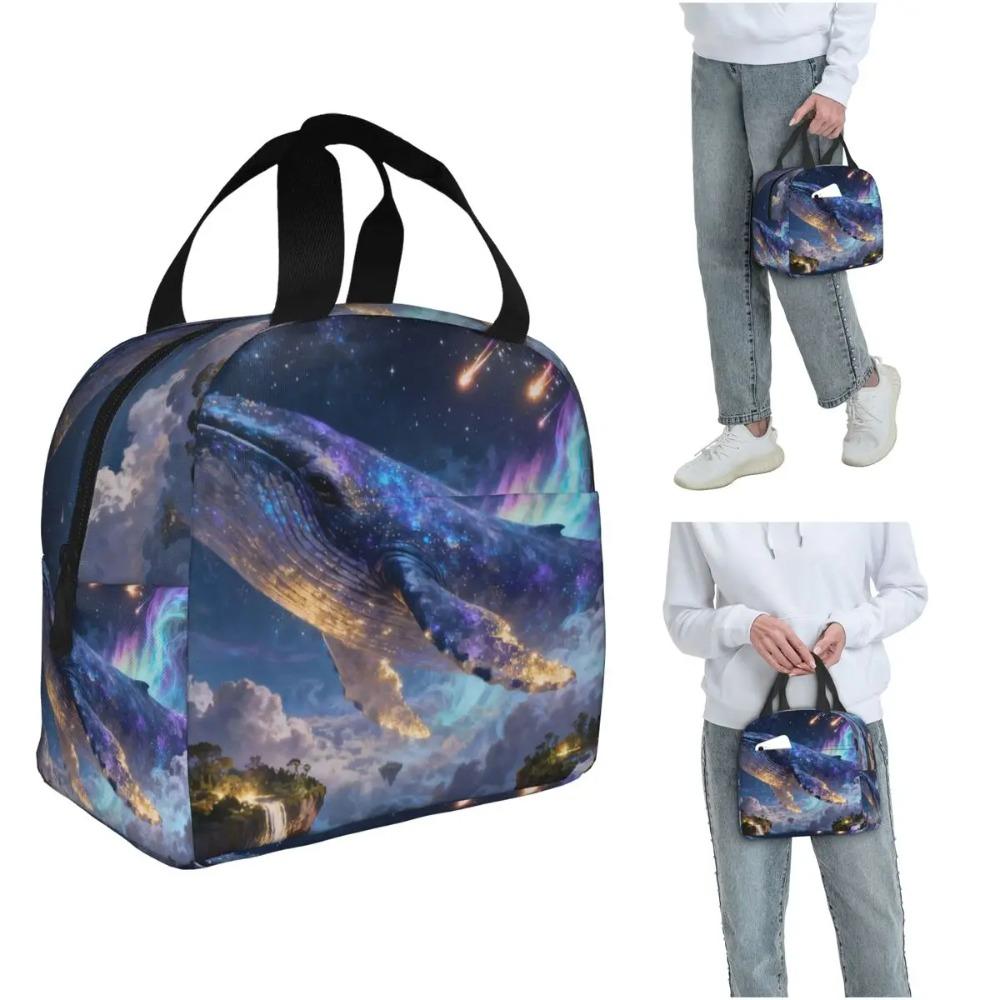Dreamy Underwater Whale Pattern Insulated Lunch Bag for Women Kids Portable Food Boxes Thermal Lunch Box Tote