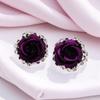Rose Shaped 4 Color Alloy Rhinestone Stud Earrings for Women Silver Plated Crystal Rose Earrings Fashion Jewelry Gift