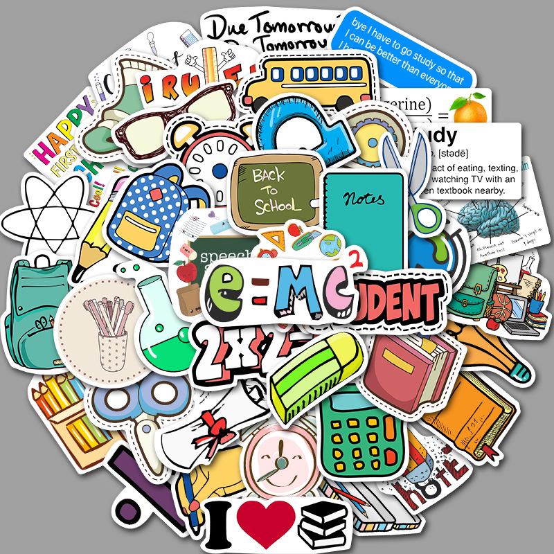 

50 School Supplies Graffiti Stickers Suitcase Trolley Case Laptop Guitar Waterproof Stickers Stickers