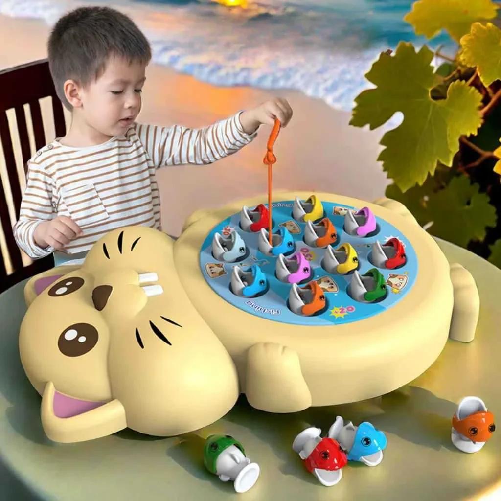 Educational Plate Children's Hamster Fishing Toy Cartoon Mouse Fishing Fish Toy Baby Parent-child Interactive Game Gift