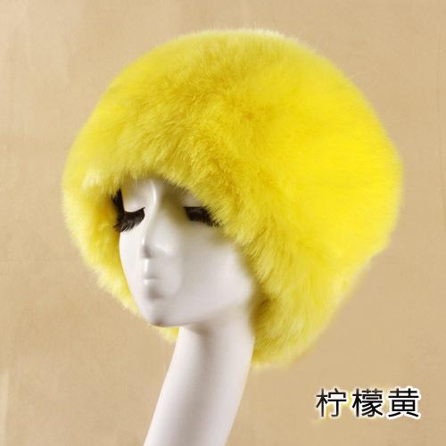 Imitation fox fur round flat top imitation fur hat thickened autumn and winter fluff Russian Mongolian hat thermal ear protection hat