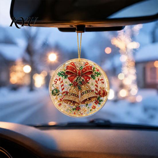 Office Holiday Decorations Christmas Acrylic Hanging Ornament, 2D Flat Double Side Printed Personalized Gifts Santa Snowman Pendant for Tree